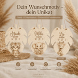 Geburtsschild 3D Tiermotiv aus Holz | personalisiert - LaserArt Germany