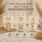 Geburtsschild 3D Tiermotiv aus Holz personalisiert – In der Geschenkverpackung