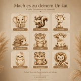 Geburtsschild 3D Tiermotiv aus Holz | personalisiert - LaserArt Germany