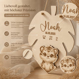 Geburtsschild 3D Tiermotiv aus Holz | personalisiert - LaserArt Germany