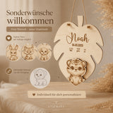 Geburtsschild 3D Tiermotiv aus Holz | personalisiert - LaserArt Germany