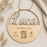 Geburtsschild aus Holz für Enkelkind | personalisiert - LaserArt Germany