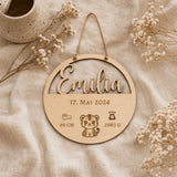 Geburtsschild aus Holz für Enkelkind | personalisiert - LaserArt Germany