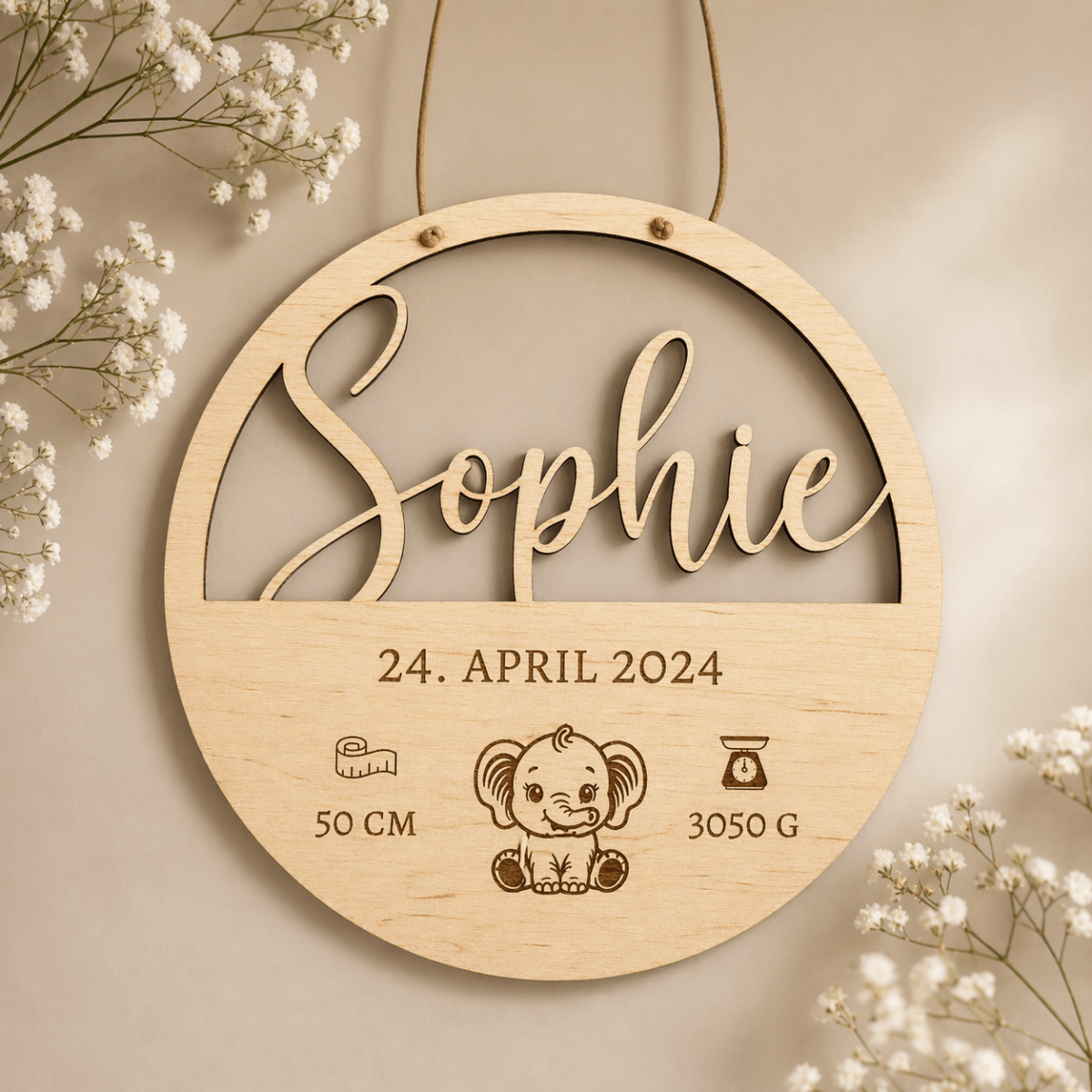 Geburtsschild aus Holz für Enkelkind | personalisiert - LaserArt Germany