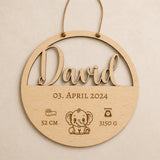 Geburtsschild aus Holz für Enkelkind | personalisiert - LaserArt Germany