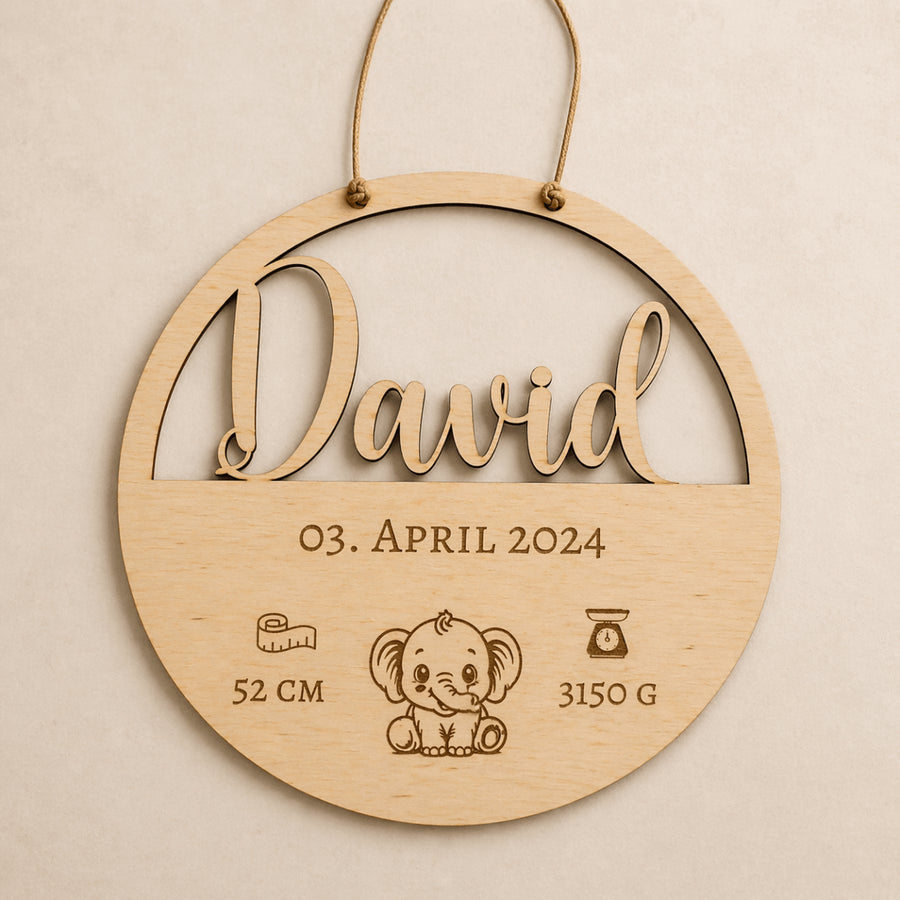 Geburtsschild aus Holz für Enkelkind | personalisiert - LaserArt Germany
