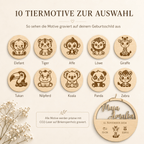 Geburtsschild aus Holz für Enkelkind personalisiert – Frontalansicht mit Geburtsdaten graviert