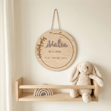 Geburtsschild aus Holz mit Geburtsdaten | graviert - LaserArt Germany
