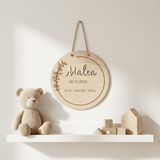 Geburtsschild aus Holz mit Geburtsdaten | graviert - LaserArt Germany