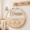 Geburtsschild aus Holz mit Name und Daten | Geburt - LaserArt Germany
