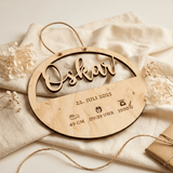 Geburtsschild aus Holz mit Name und Daten | Geburt - LaserArt Germany