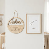 Geburtsschild aus Holz mit Name und Daten | Geburt - LaserArt Germany