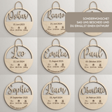 Geburtsschild aus Holz mit Name und Daten | Geburt - LaserArt Germany