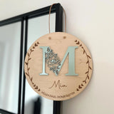 Geburtsschild aus Holz personalisiert | Geschenk zur Geburt mit 3D - Monogramm - LaserArt Germany