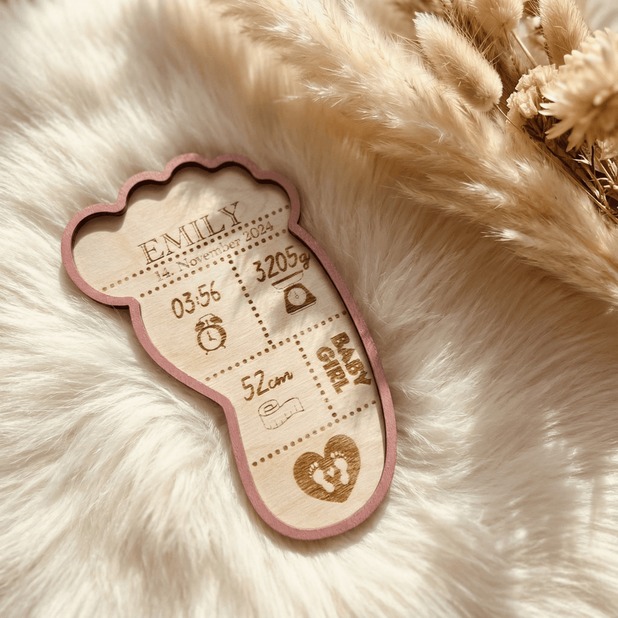 Geburtsschild Flasche aus Holz | personalisiert zur Geburt - LaserArt Germany