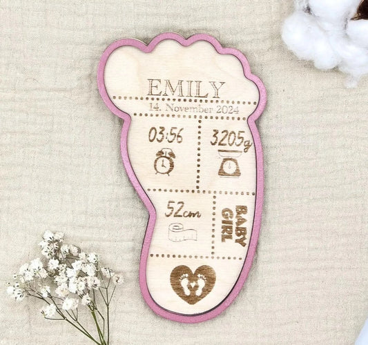 Geburtsschild Flasche | Geschenk zur Geburt personalisiert aus Holz - LaserArt Germany