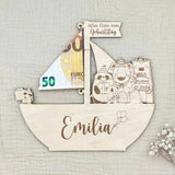 Geldgeschenk als Schiff | Geschenk für Kinder - LaserArt Germany