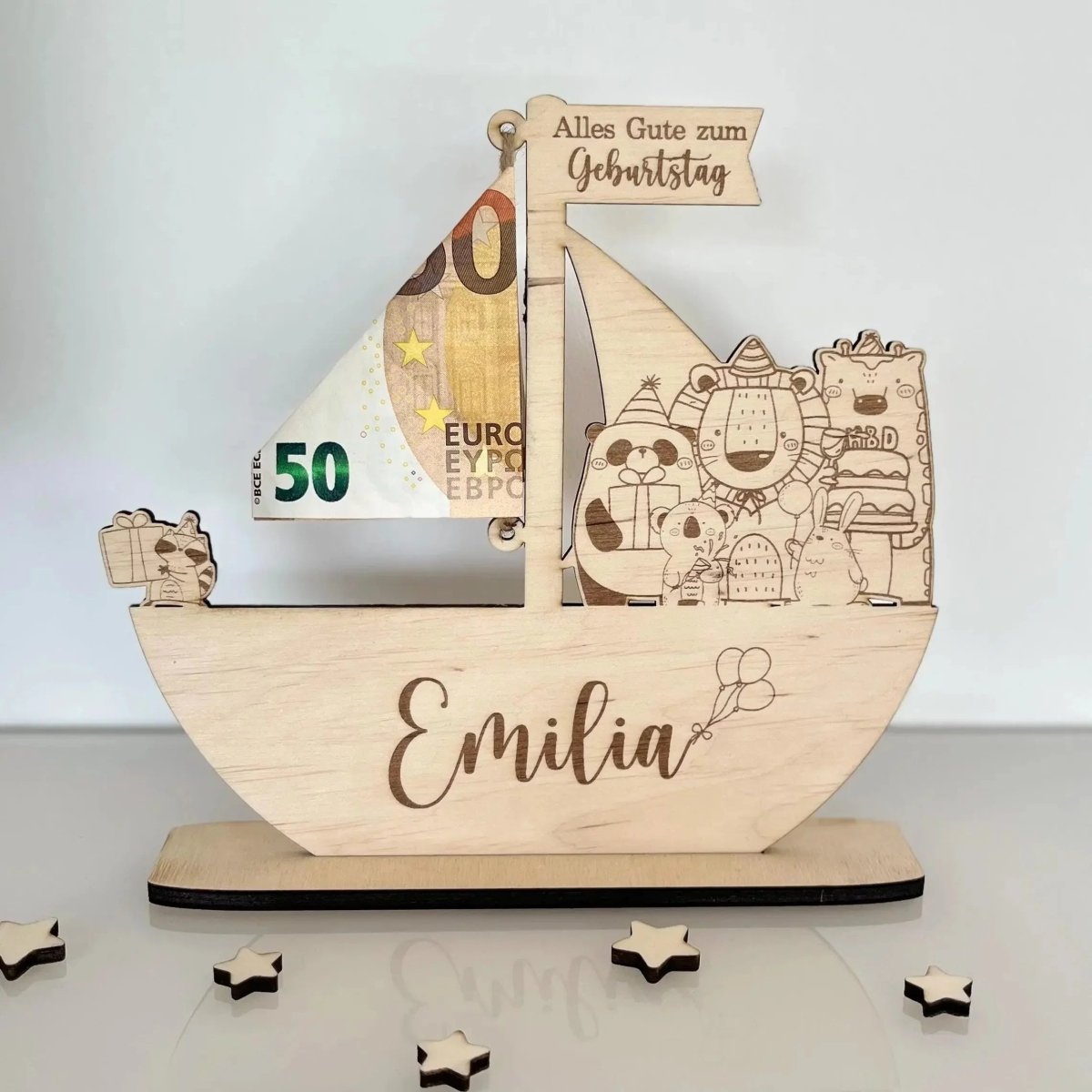 Geldgeschenk als Schiff | Geschenk für Kinder - LaserArt Germany
