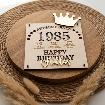 Geldgeschenk Geburtstag personalisiert zum Runden | Awesome Since Jahrgang - LaserArt Germany