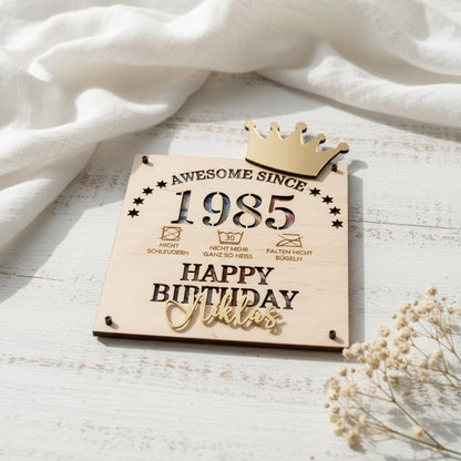 Geldgeschenk Geburtstag personalisiert zum Runden | Awesome Since Jahrgang - LaserArt Germany
