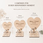 Größenvergleich des Hochzeitsherzens in 18, 20 und 25 cm
