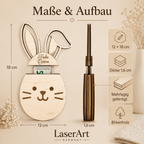 Geldgeschenk Ostern Osterhase aus Holz personalisiert – Nahaufnahme der Holzmaserung