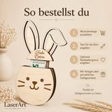 Geldgeschenk Ostern Osterhase aus Holz | personalisiert - LaserArt Germany