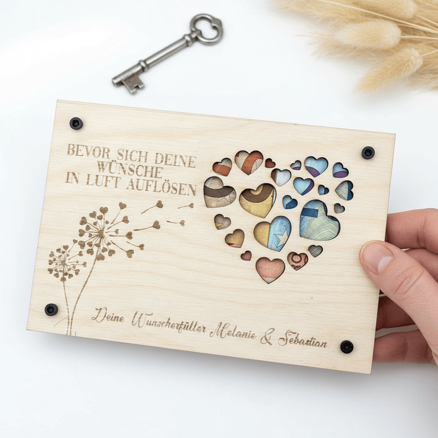 Geldgeschenk personalisierter Wunscherfüller - Herz - LaserArt Germany