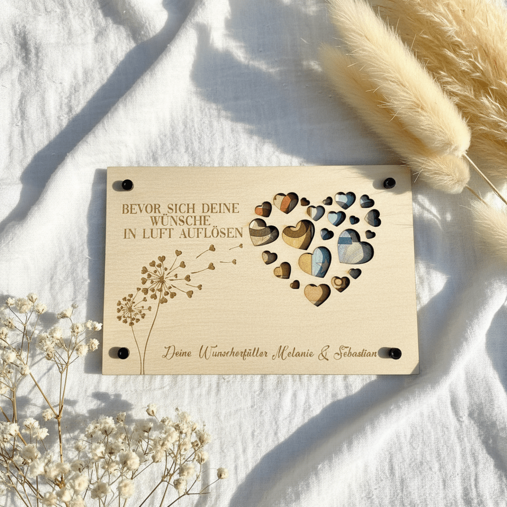 Geldgeschenk personalisierter Wunscherfüller - Herz - LaserArt Germany