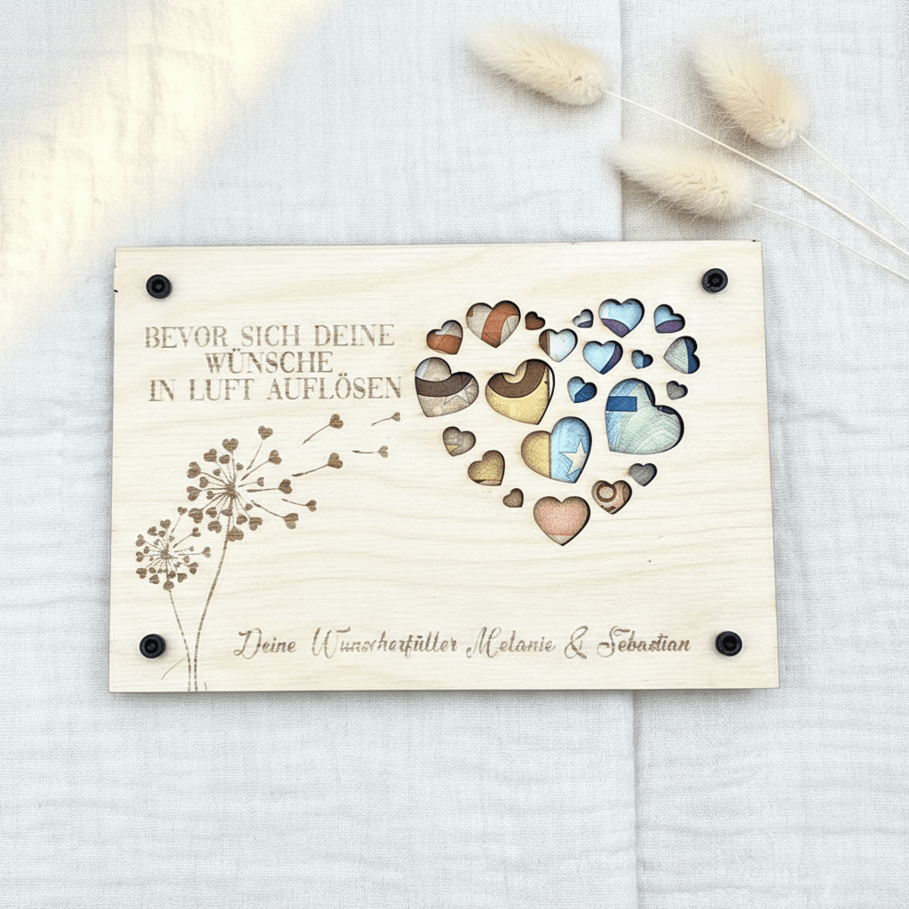 Geldgeschenk personalisierter Wunscherfüller - Herz - LaserArt Germany