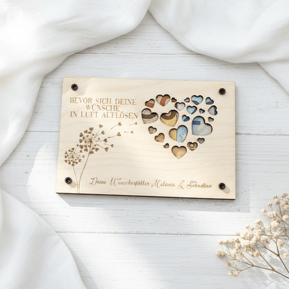 Geldgeschenk personalisierter Wunscherfüller - Herz - LaserArt Germany