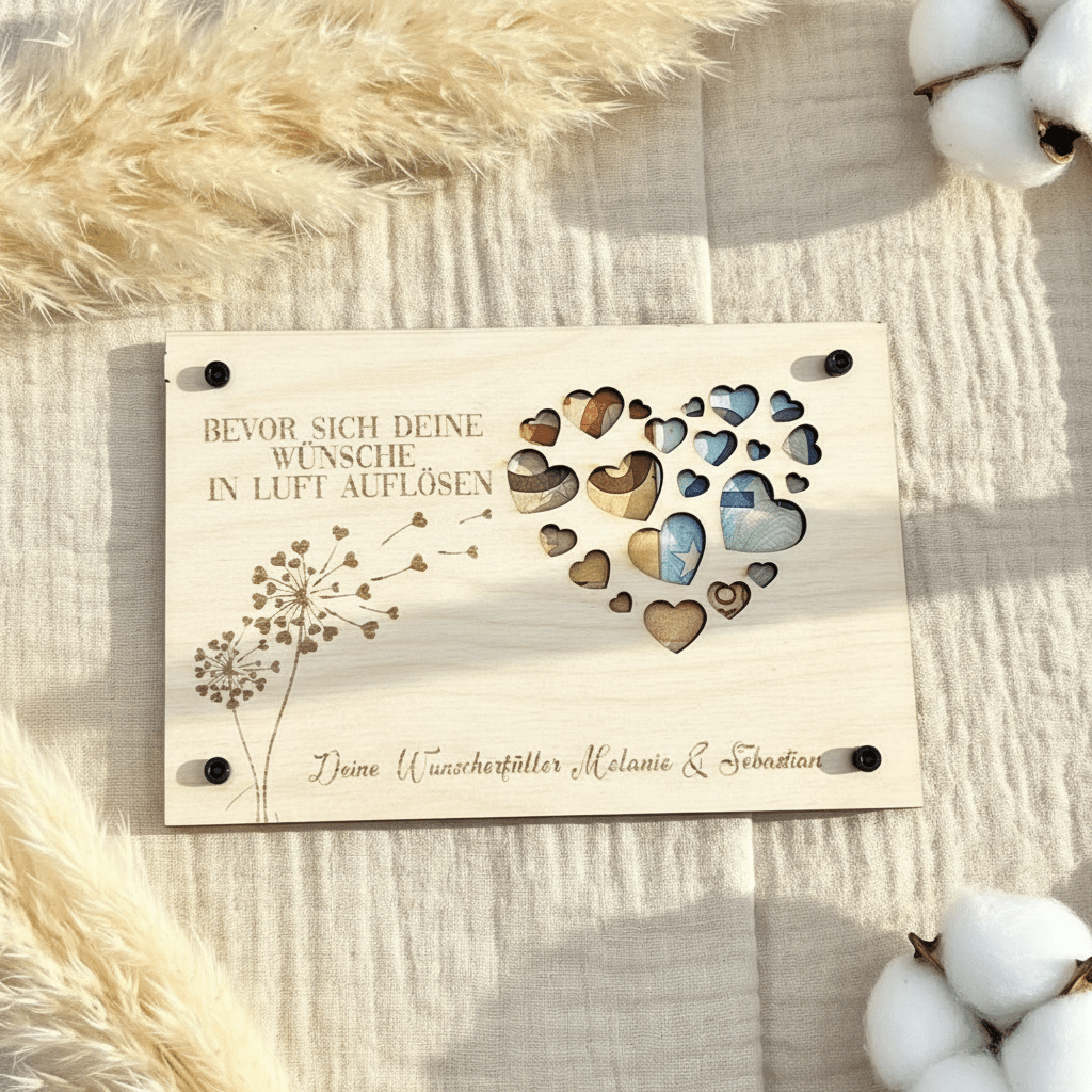 Geldgeschenk personalisierter Wunscherfüller - Herz - LaserArt Germany