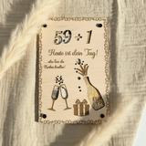 Geldgeschenk personalisierter Wunscherfüller Holz - Runder Gebrutstag - LaserArt Germany