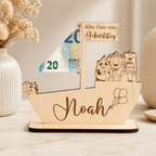 Geldgeschenk zur Taufe Schiff aus Holz | personalisiert - LaserArt Germany