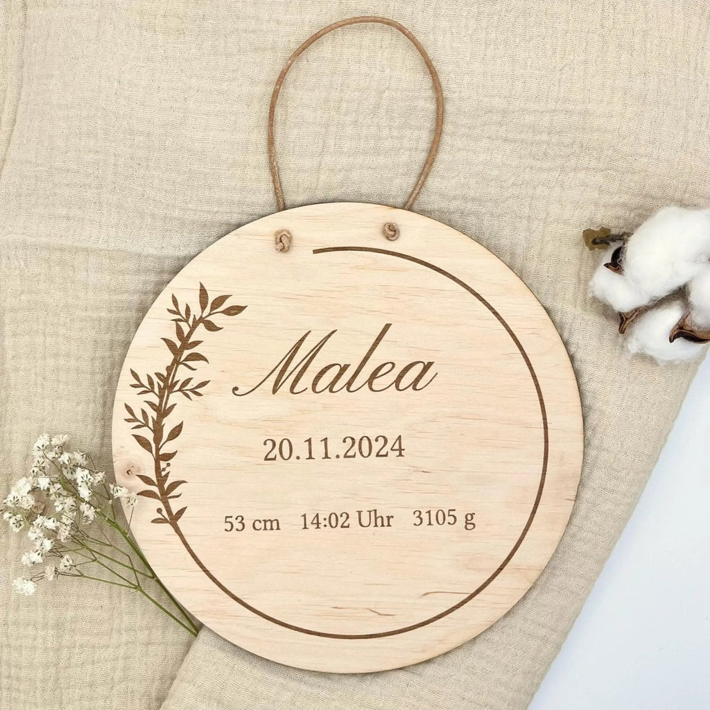 Geschenk für Neugeborenes | Geburtsschild aus Holz - LaserArt Germany