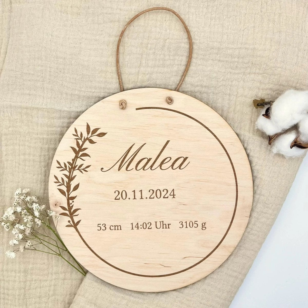 Geschenk für Neugeborenes | Geburtsschild aus Holz - LaserArt Germany