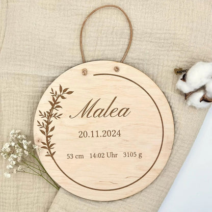 Geschenk für Neugeborenes | Geburtsschild aus Holz - LaserArt Germany