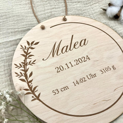 Geschenk für Neugeborenes | Geburtsschild aus Holz - LaserArt Germany