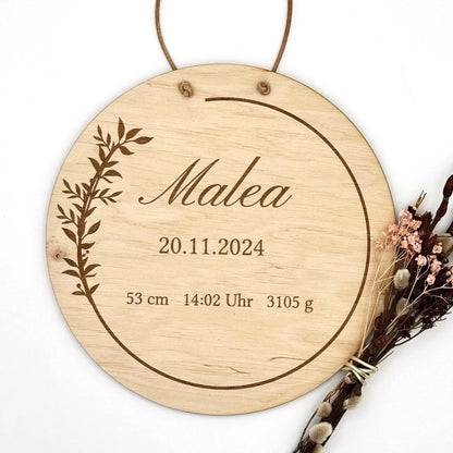 Geschenk für Neugeborenes | Geburtsschild aus Holz - LaserArt Germany