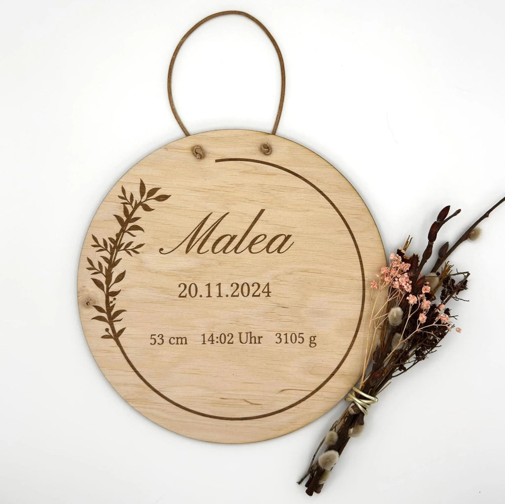 Geschenk für Neugeborenes | Geburtsschild aus Holz - LaserArt Germany