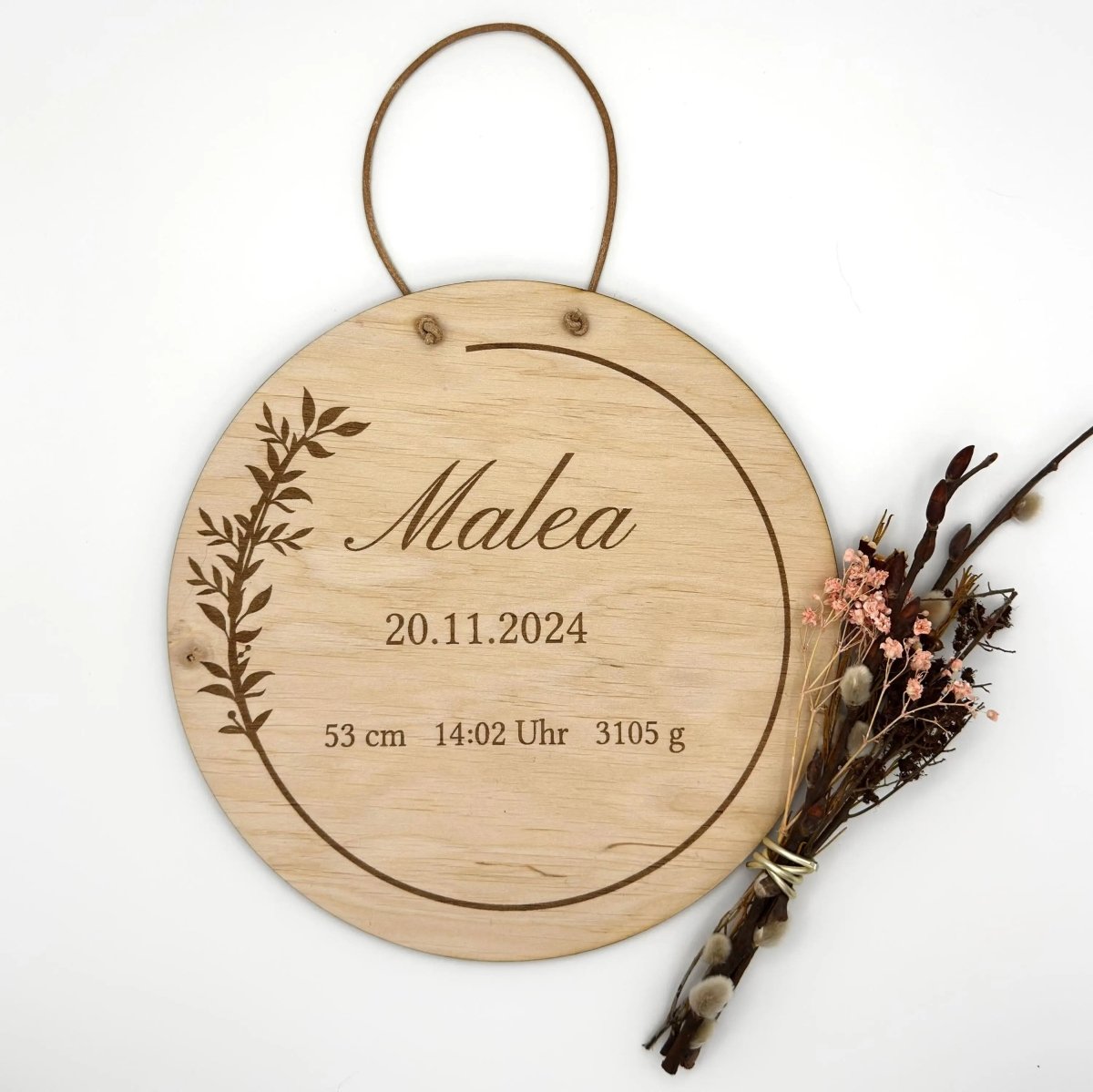 Geschenk für Neugeborenes | Geburtsschild aus Holz - LaserArt Germany