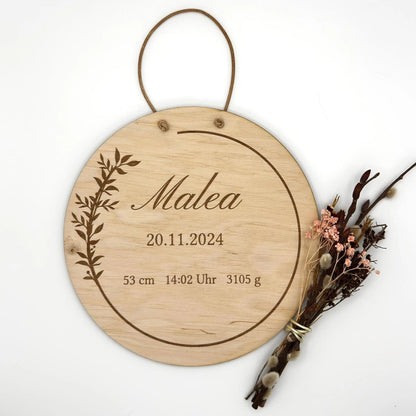Geschenk für Neugeborenes | Geburtsschild aus Holz - LaserArt Germany