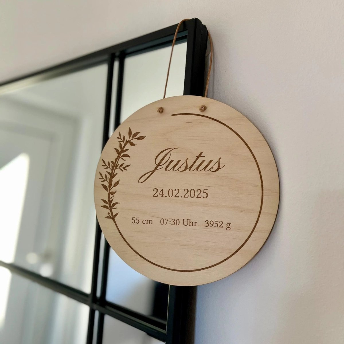 Geschenk für Neugeborenes | Geburtsschild aus Holz - LaserArt Germany