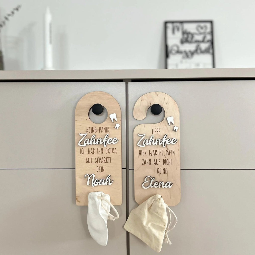 Geschenk von der Zahnfee | Türhänger personalisiert | Erster Zahn - LaserArt Germany