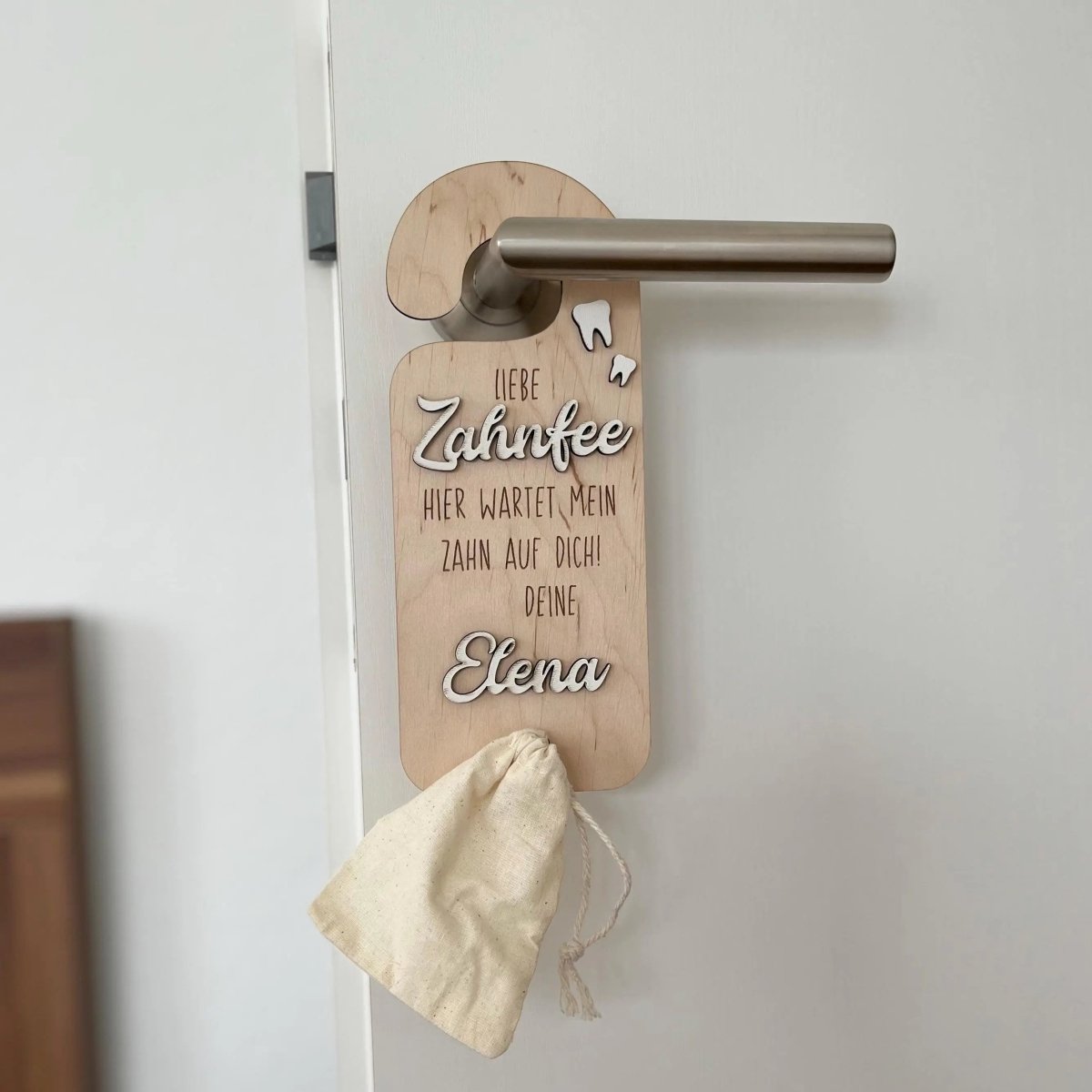 Geschenk von der Zahnfee | Türhänger personalisiert | Erster Zahn - LaserArt Germany