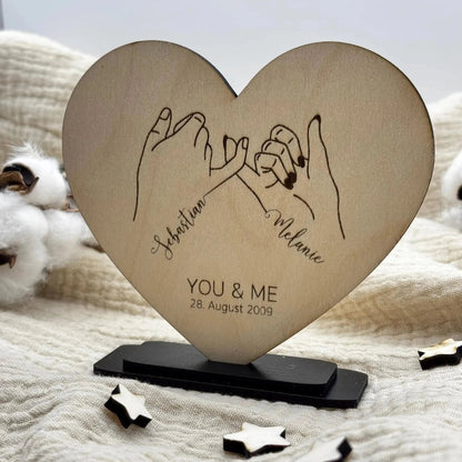 Geschenk zum Hochzeitstag | Hand - in - Hand Motiv mit Namen - LaserArt Germany