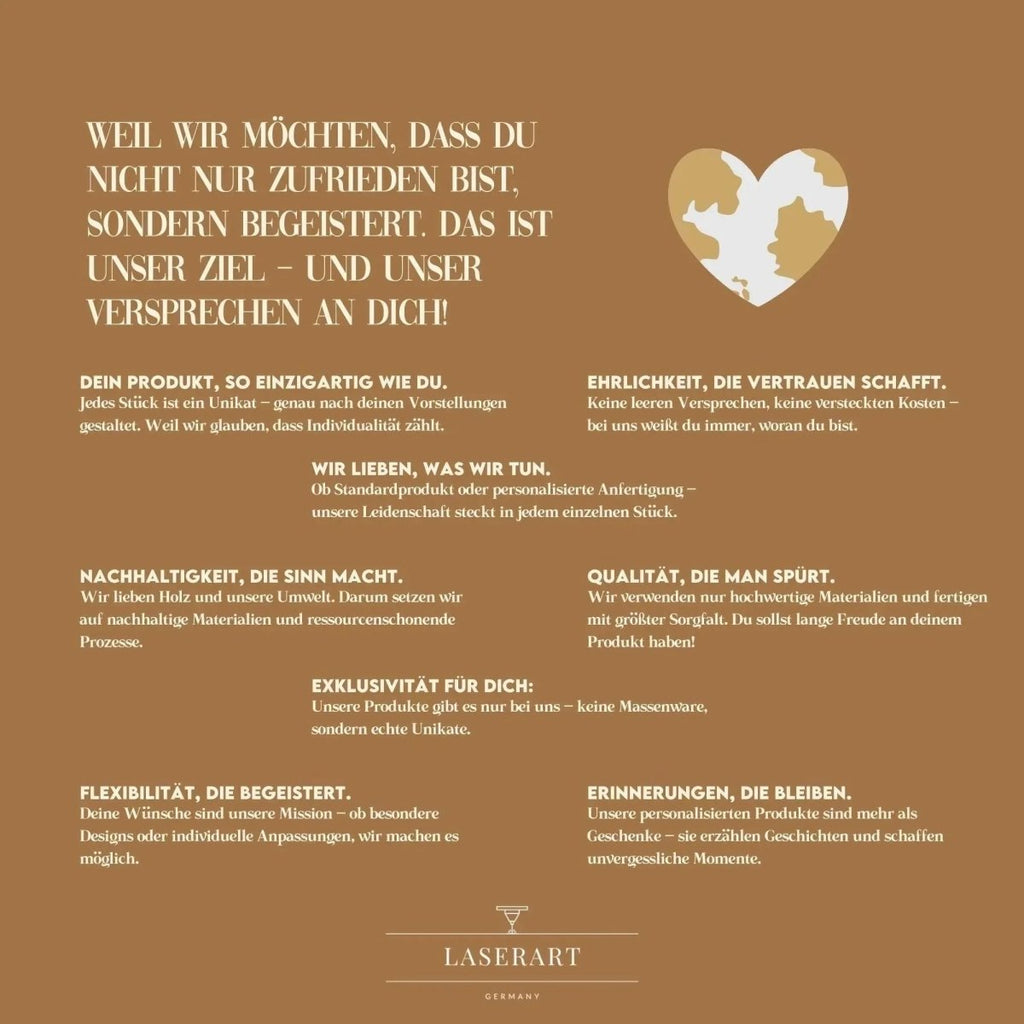 Geschenk zum Hochzeitstag | Hand - in - Hand Motiv mit Namen - LaserArt Germany