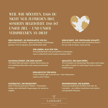 Geschenk zum Hochzeitstag | Hand - in - Hand Motiv mit Namen - LaserArt Germany