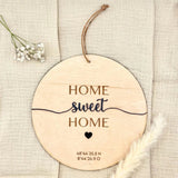 Geschenk zum Richtfest | Personalisiertes Türschild aus Holz mit Koordinaten - LaserArt Germany