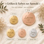 Farbauswahl Spiegel Gold, Roségold und Silber für den personalisierten Acryl-Geschenkanhänger